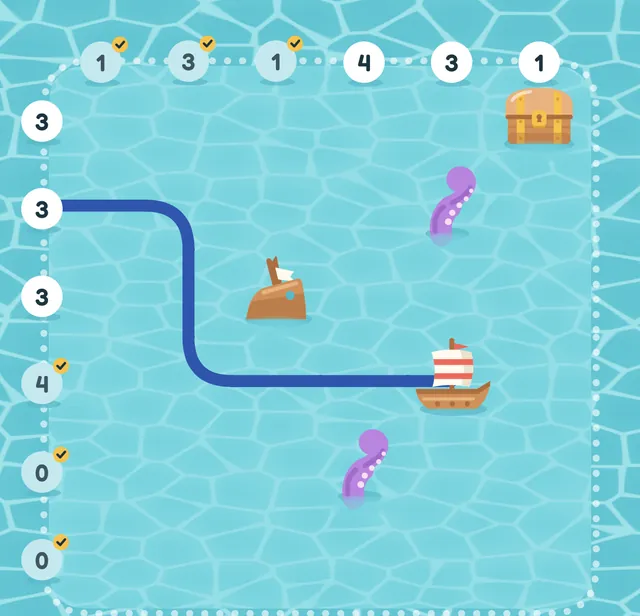 Een bord uit de zee, met een half getrokken route.
